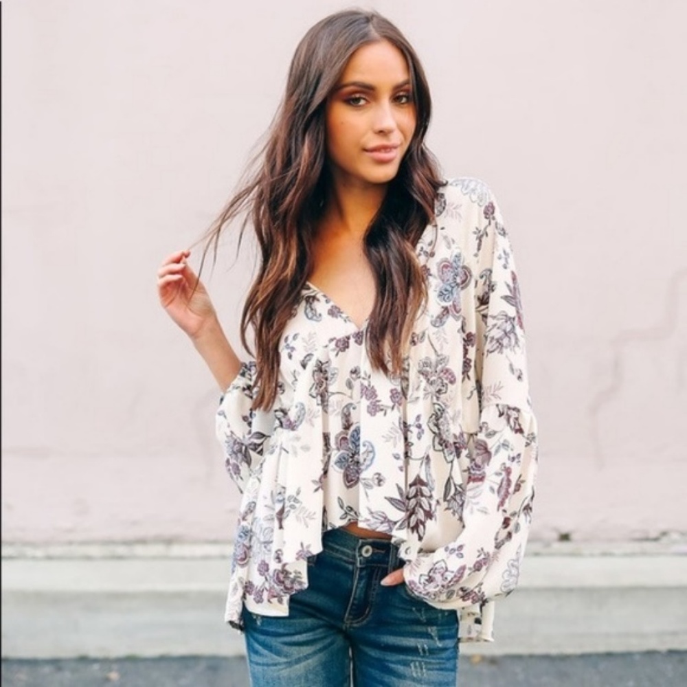 Sweet Juliet Floral Print Blouse Top - Picture 3 of 4